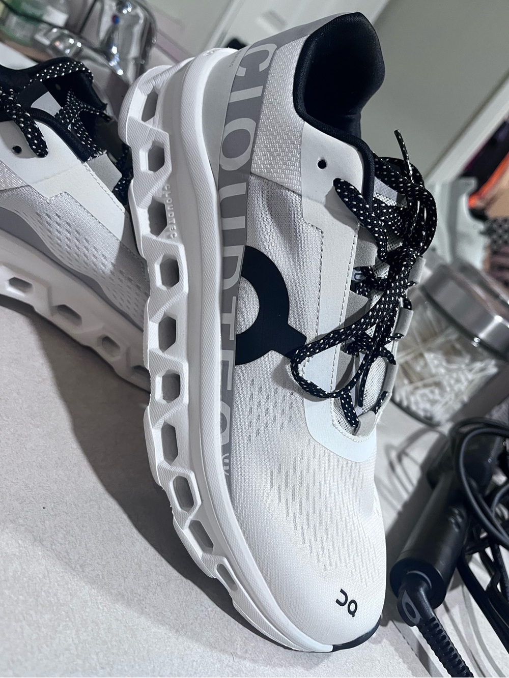 On Cloud Running CloudTec Sneakers in White and Black M8/W9.5